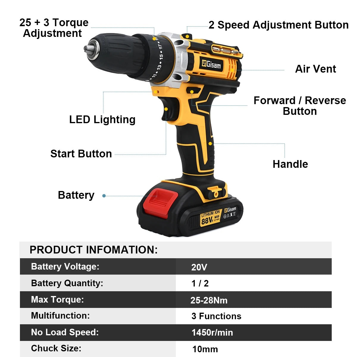 🎁 Last Day Promotion Save 65% - Multifunctional Cordless Drill Powerful Set - مجموعة مثقاب لاسلكية متعددة الوظائف وقوية